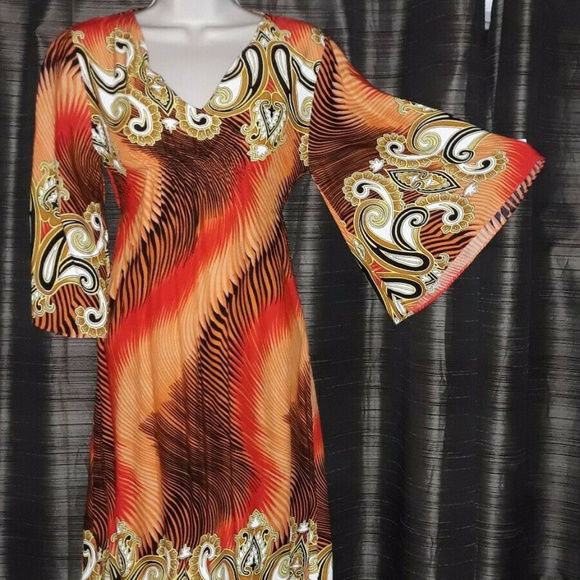 Vintage Disco Hippie Sun Dress festival boho retro - Picture 3 of 8